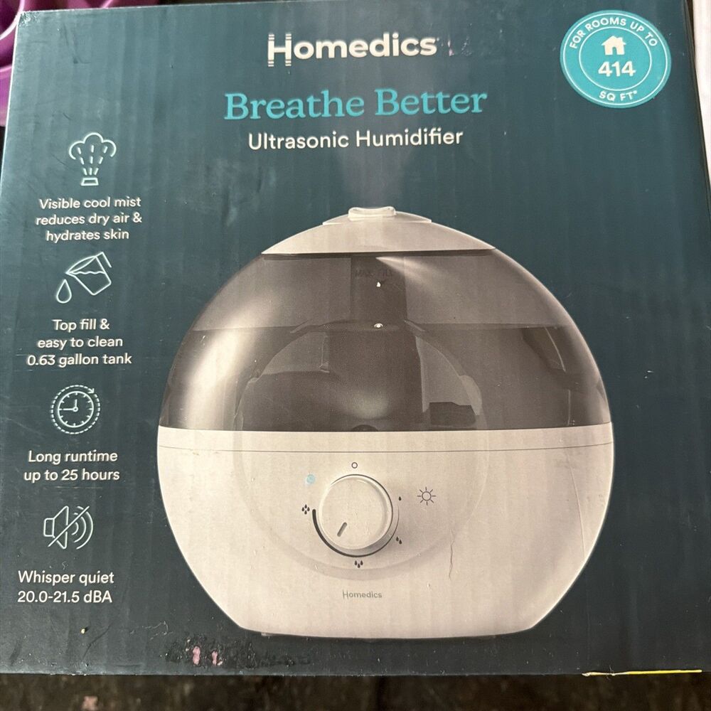 HoMedics Breathe Better Ultrasonic Tabletop Humidifier Brand New